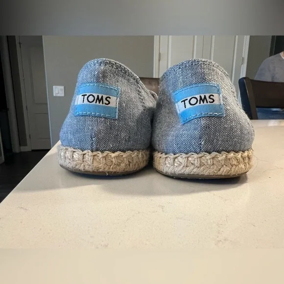 TOMS Alpargata Canvas Open Toe Blue Espadrille Sandals Women's Size 7.5 - Picture 6 of 9